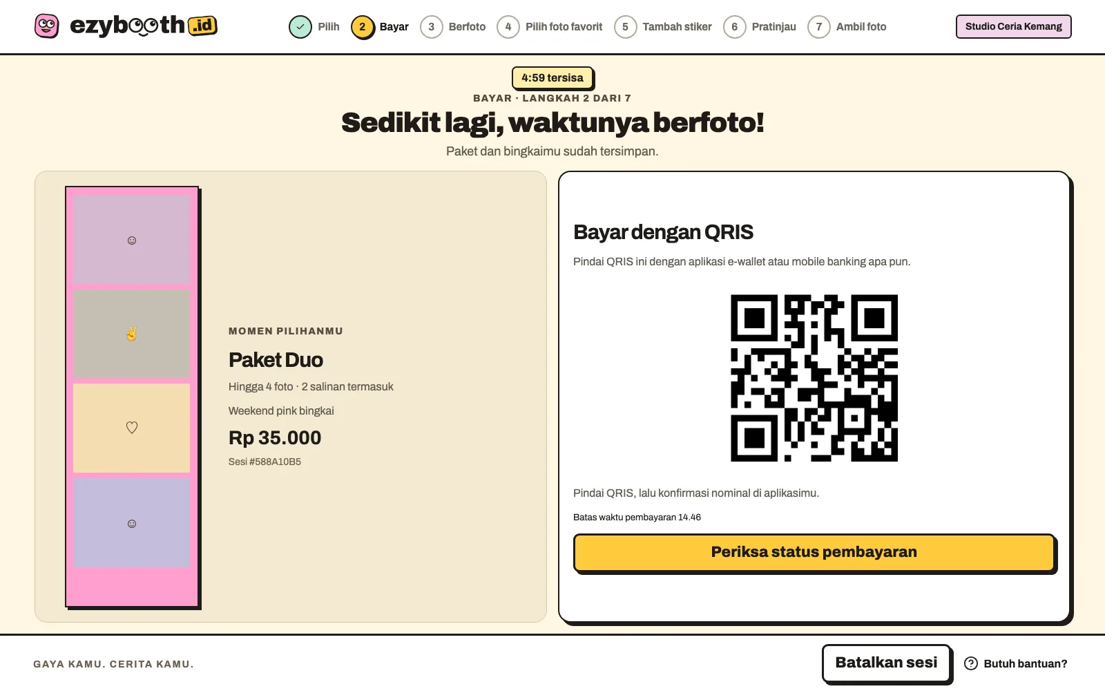 Layar Bayar dengan QRIS di kiosk